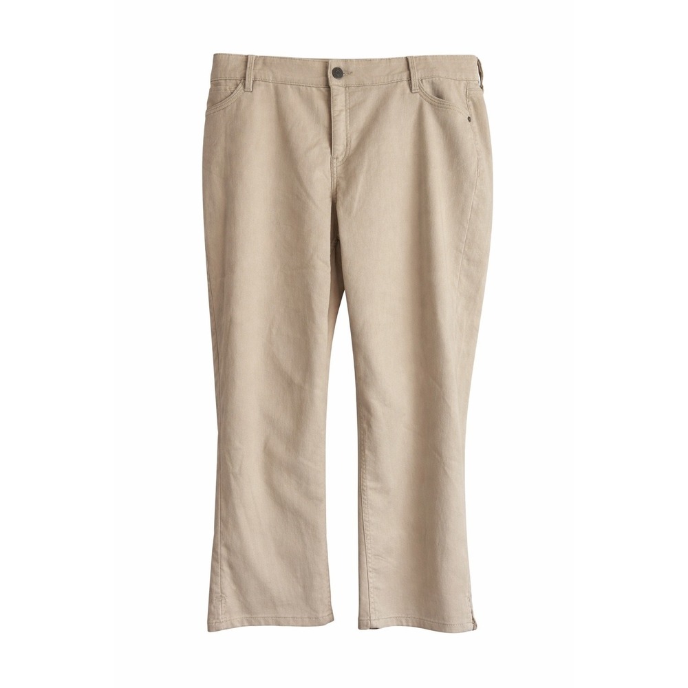 Liz Claiborne Sarah Crop Pants 18W NWT Tan Stretch Tummy Control MSRP $52